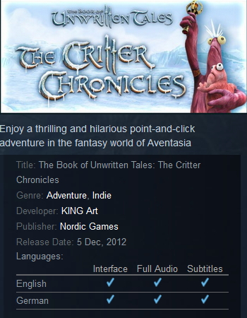 The Book of Unwritten Tales: The Critter Chronicles Steam - Click Image to Close